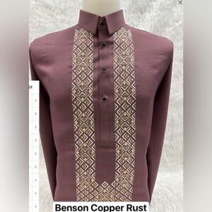 Modern barong Benson Copper Rust Men’s Long-Sleeve Dress Shirt